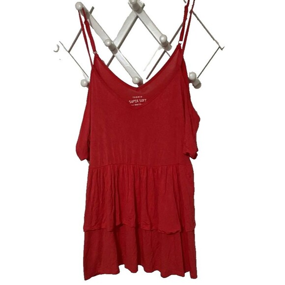 Torrid Women’s Plus Size 2 Super Soft Knit Cold Shoulder Ruffle Cami Tank Top - Picture 1 of 8